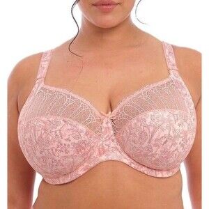 Elomi Mariella Womens 46DD Bra Pink Stretch Lace Underwire Banded Full Coverage